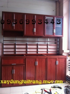 tủ bếp nhôm vân gỗ