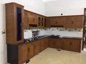 tủ bếp nhôm nội thât vân gỗ