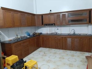 Tủ bếp nhôm vân gỗ xingfa