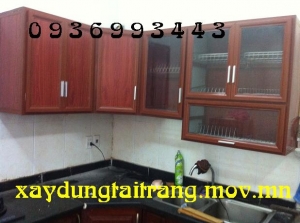 tủ bếp nhôm kính
