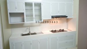 Báo giá tủ bếp nhôm sơn tĩnh điện loại cánh hèm nhỏ