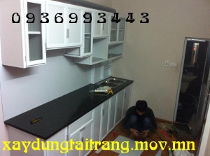 tủ bếp nhôm sơn tĩnh điện