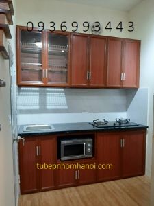 tủ bếp nhôm vân gỗ
