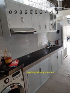 mẫu tủ bếp nhôm kính