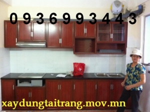 Tủ bếp nhôm vân gỗ giá rẻ