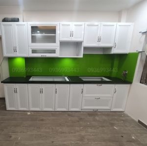 tủ bếp nhôm cánh  tân cổ điển