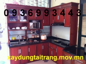 tủ bếp nhôm vân gỗ đẹp