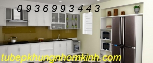 thiết kế tủ bếp khung nhôm sơn tĩnh điện