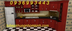Thiết kế tủ bếp nhôm vân gỗ