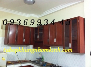 tủ bếp nhôm vân gỗ đẹp
