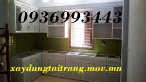 tủ bếp nhôm sơn tĩnh điện
