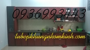 tủ bếp nhôm vân gỗ