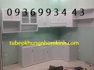 thi công tủ bếp nhôm sơn tĩnh điện