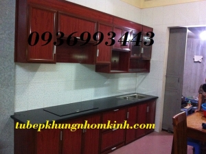 tủ bếp nhôm vân gỗ đẹp