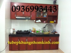 tủ bếp nhôm vân gỗ đẹp