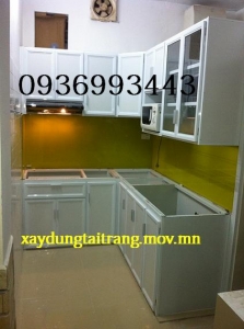 tủ bếp nhôm sơn tĩnh điện