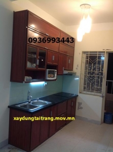 tủ bếp nhôm vân gỗ