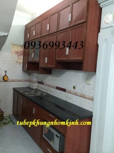 tủ bếp nhôm  vân gỗ