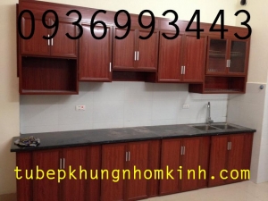 tủ bếp nhôm vân gỗ đẹp