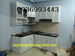 tủ bếp nhôm sơn tĩnh điện