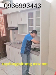 tủ bếp nhôm sơn tĩnh điện