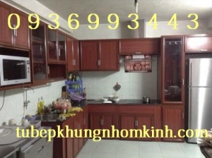 tủ bếp nhôm vân gỗ