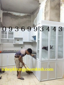 tủ bếp nhôm sơn tĩnh điện đẹp