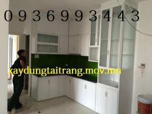 tủ bếp nhôm sơn tĩnh điện