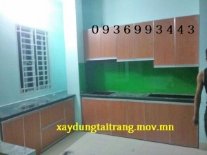 tủ bếp nhôm cánh Laminate
