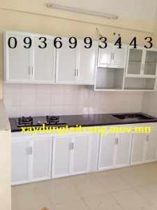 tủ bếp nhôm kính