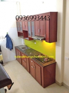 tủ bếp nhôm vân gỗ chữ I