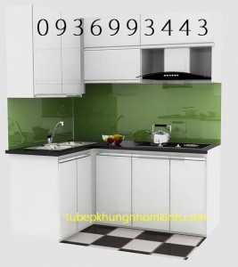 thiết kế tủ bếp nhôm cánh Laminate