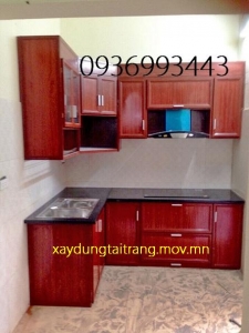 tủ bếp vân gỗ