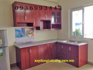 thiết kế tủ bếp vân gỗ
