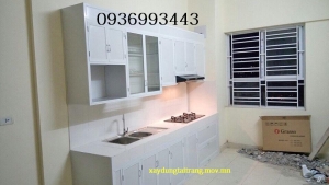 tủ bếp nhôm sơn tĩnh điện chữ I
