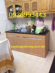 tủ bếp nhôm cánh Laminate