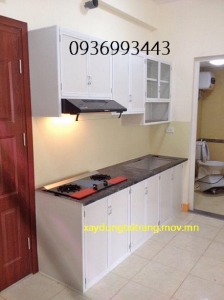 tủ bếp nhôm kính
