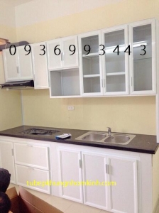 thi công tủ bếp nhôm sơn tĩnh điện