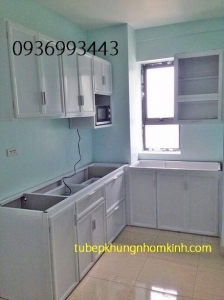 thiết kế tủ bếp nhôm sơn tĩnh điện