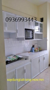tủ bếp nhôm sơn tĩnh điện