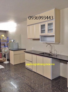 tủ bếp nhôm cánh laminate đẹp