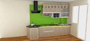 thiết kế mẫu tủ bếp nhôm cánh laminate đẹp