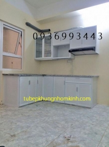 tủ bếp nhôm sơn tĩnh điện