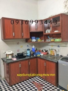 tủ bếp vân gỗ