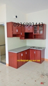 tủ bếp nhôm kính