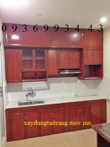tủ bếp nhôm vân gỗ