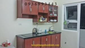 tủ bếp nhôm vân gỗ