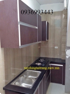 thiết kế tủ bếp nhôm cánh Laminate