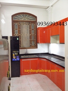 thi công tủ bếp nhôm cánh Acrylic đẹp