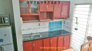 tủ bếp nhôm vân gỗ chữ I